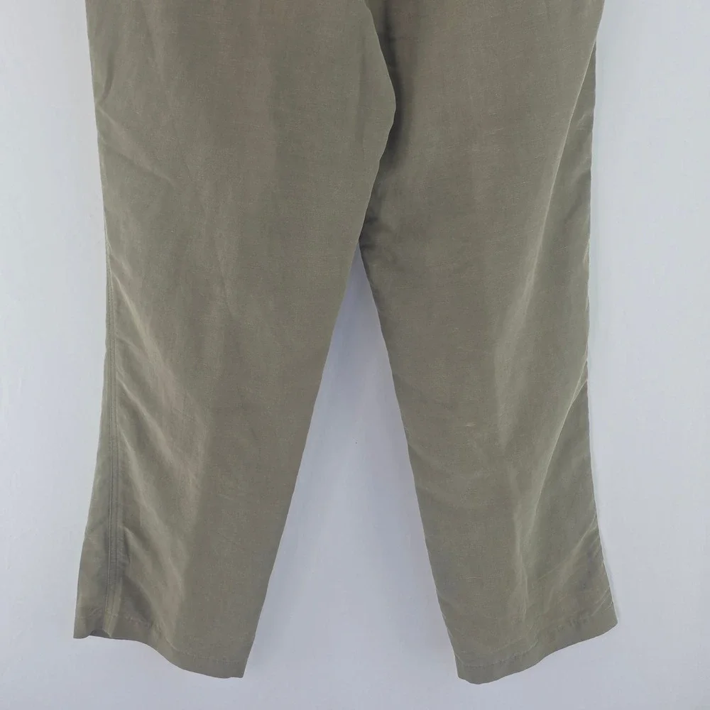 Greg Norman Trousers Mens 36x30 Olive Green Linen Blend Golf Wear Casual Pants